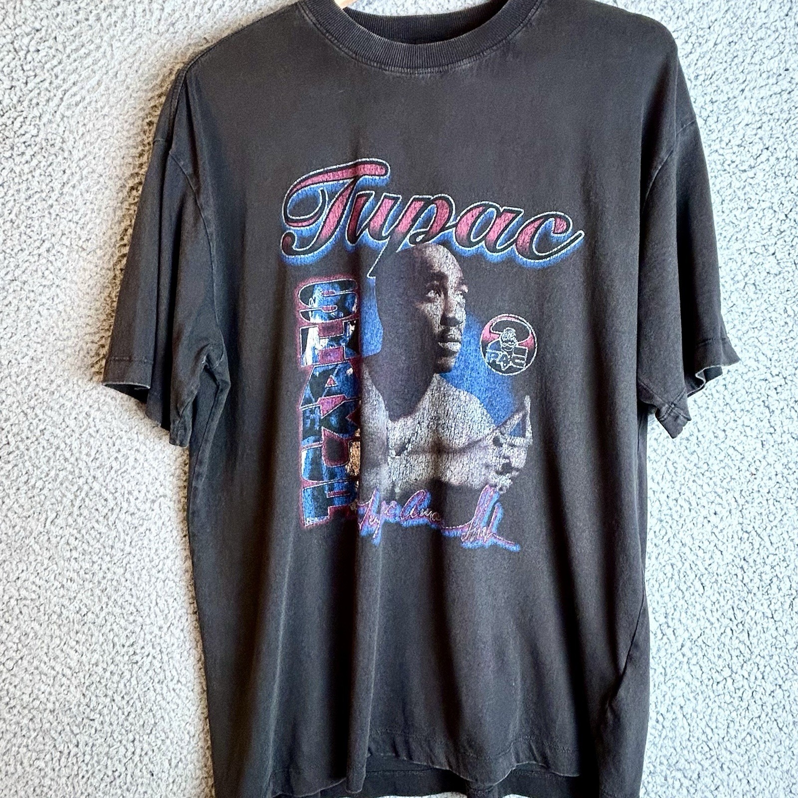 2-Pac Portrait Graphic T-Shirt Oversized Small Boxy Rap Tee Death Row M.O.B